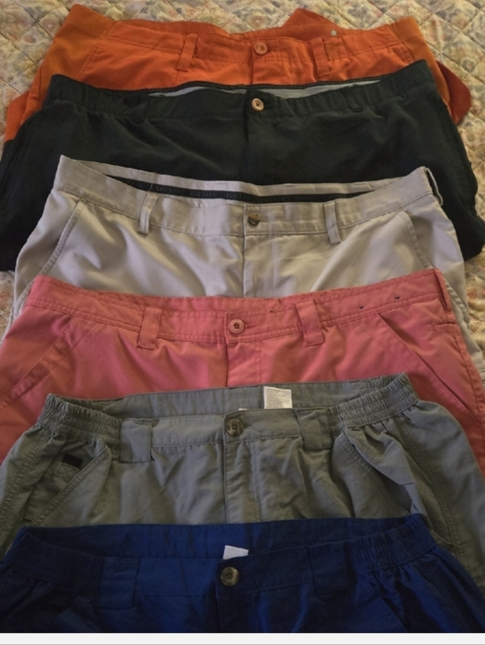 Lot Of Flat Front Shorts - Orange, Black, Light Gray, Salmon, Gray, Blue